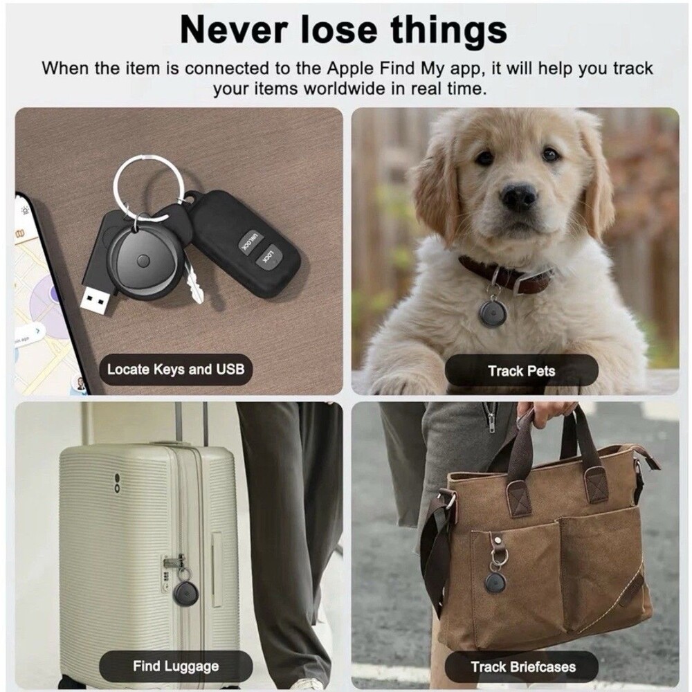 Tracker Tags-4 Pack Work with Apple Find My (iOS Only) Plus 4 Keychains - Picture 2 of 11
